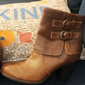 B.O.C. Brown Heeled Boots with Buckle Straps